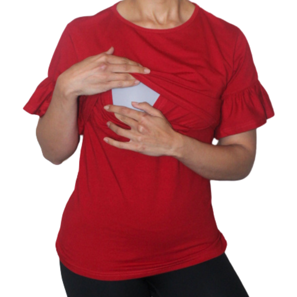 Red Ruffle Nursing T-Shirt