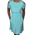 Teal Off-Shoulder Midi Nursing Dress