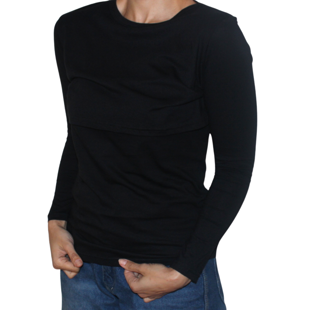Black Long Sleeve Nursing T-Shirt