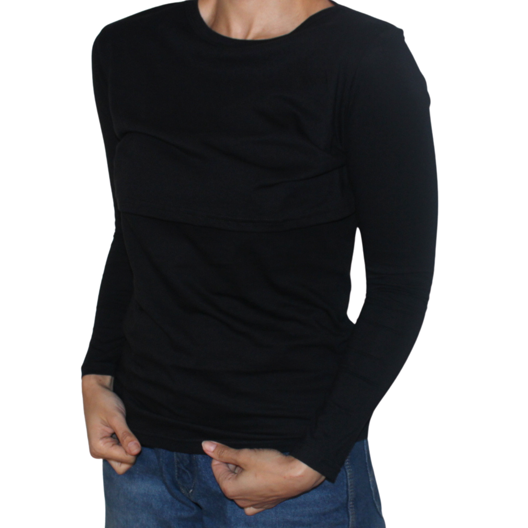 Black Long Sleeve Nursing T-Shirt