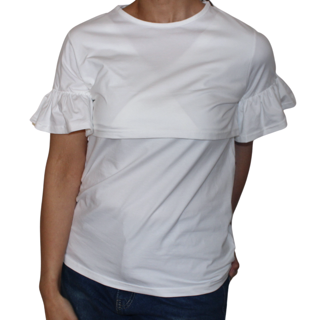 White Ruffle Nursing T-Shirt