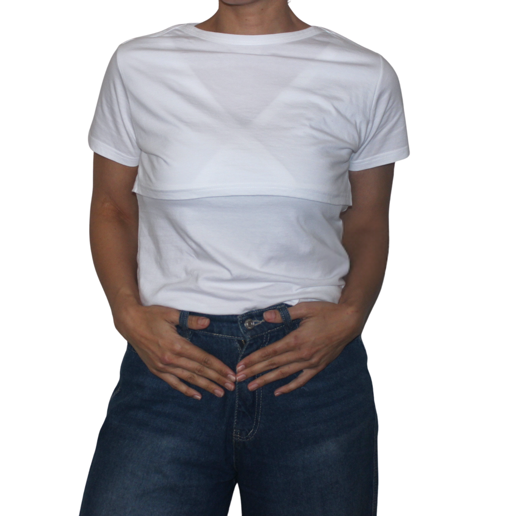 White Short Sleeve Nursing T-Shirt