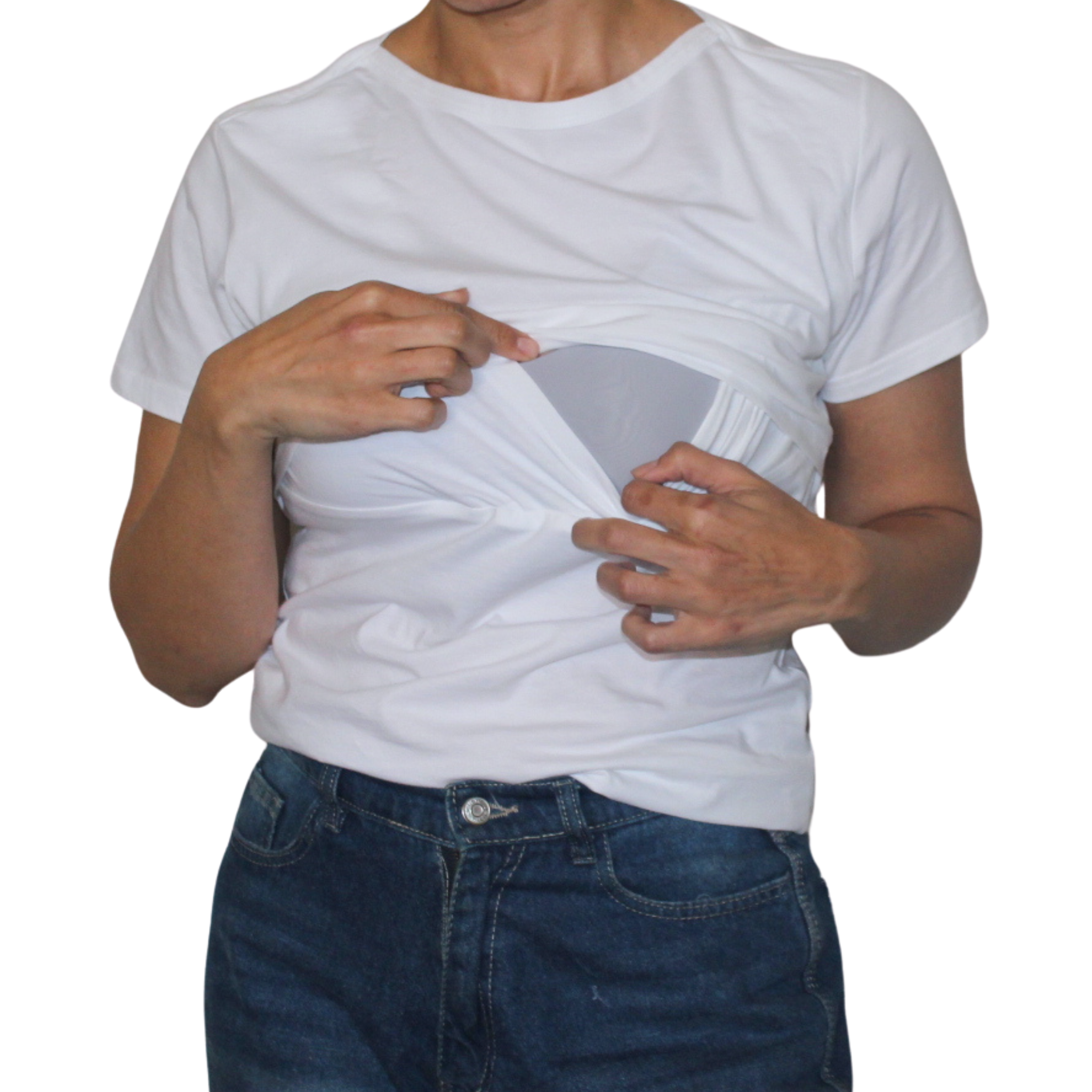 White Short Sleeve Nursing T-Shirt
