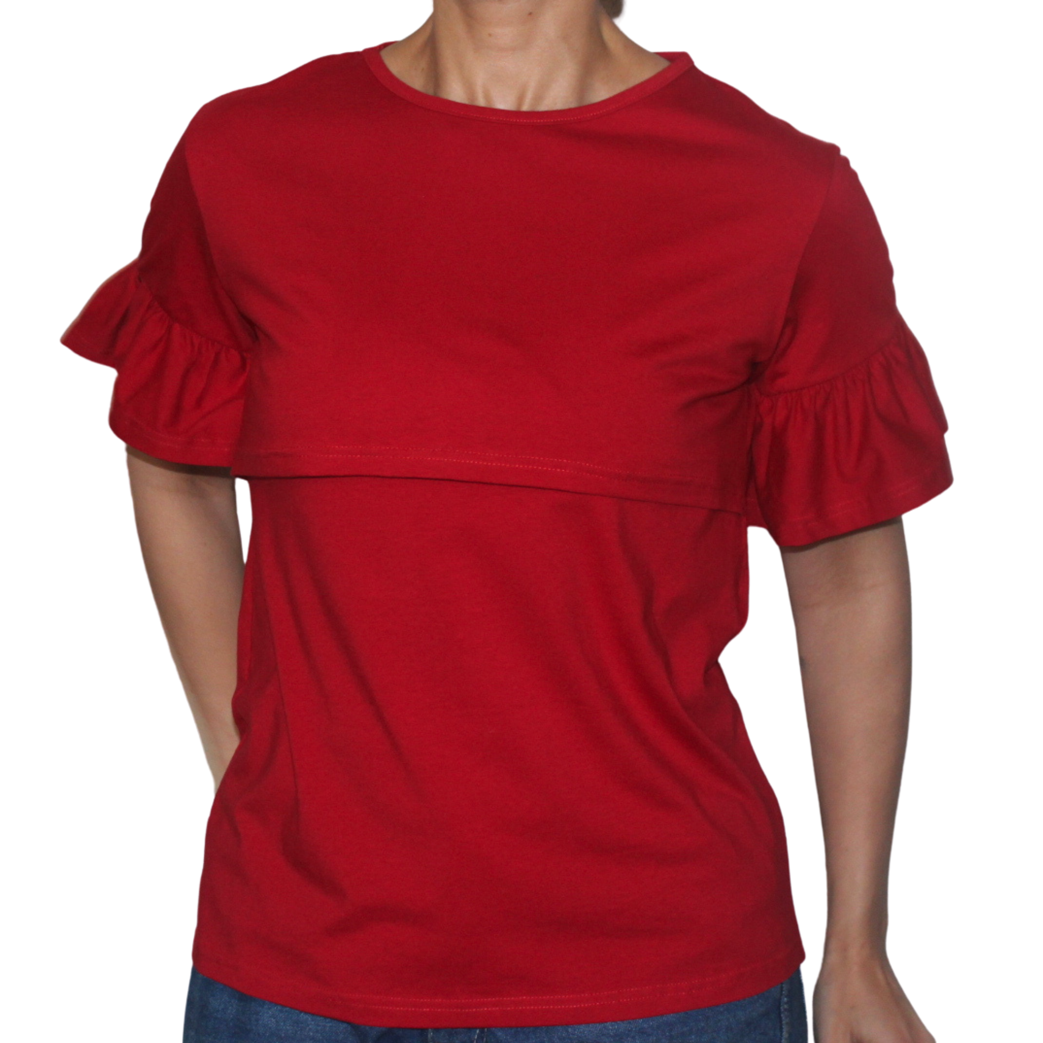 Red Ruffle Nursing T-Shirt