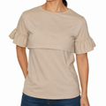 Beige Ruffle Nursing T-Shirt